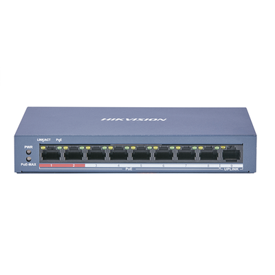 Switch PoE+ / 250 Metros PoE Larga Distancia / 8 Puertos 100 Mbps 802.3 af/at (30 W) + 1 Puerto Uplink 100 Mbps