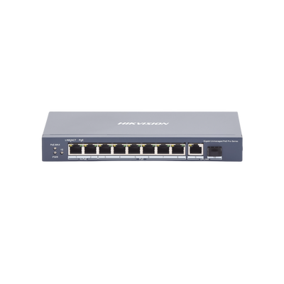 Switch PoE+ / No Administrable / 6 Puertos 10/100/1000 Mbps PoE+ / 2 Puertos 1000 PoE++(90 W) / 1 Puerto 1000 Mbps Uplink + 1 Puerto SFP / PoE hasta 250 Metros /  110 Watts