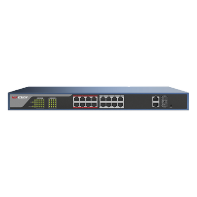 Switch PoE 250 Metros Larga Distancia / Administrable / Configuración WEB / 16 Puertos 802.3at (30 W) 100 Mbps + 2 Puertos Gigabit + 2 Puertos SFP