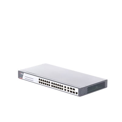 Switch Gigabit PoE+ / Administrable / 24 Puertos 1000 Mbps PoE+ / 4 Puertos 1000 Mbps + 4 Puertos SFP de Uplink / 370 Watts / Soporta IGMP