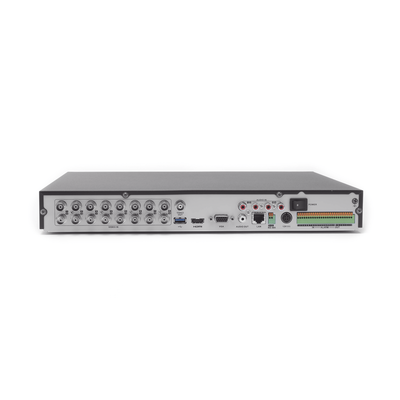 DVR 8 Megapixel / 16 Canales 4K TURBOHD + 16 Canales  IP / 2 Bahías de Disco Duro / 4 Canales de Audio / 16 Entradas de Alarma