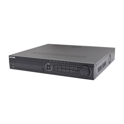 DVR 4 Megapixel / 16 Canales TURBOHD + 8 Canales IP / 4 Bahías de Disco Duro / 4 Canales de Audio / Videoanalisis / 16 Entradas de Alarma