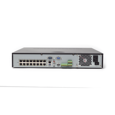 NVR 8 Megapixel (4K) / 16 canales IP /16 Puertos PoE+ / Soporta Cámaras con AcuSense / 4 Bahías de Disco Duro / Switch PoE 300 mts / HDMI en 4K