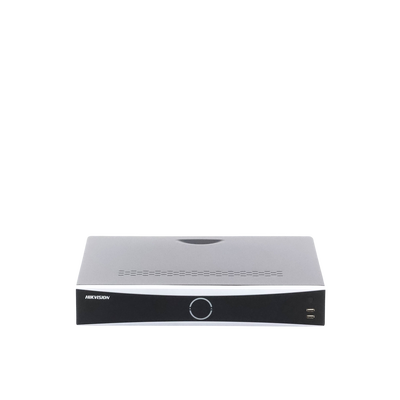 NVR 12 Megapixel (4K) / 16 canales IP / 16 Puertos PoE+ / AcuSense (Evita Falsas Alarmas) / Reconocimiento Facial / 4 Bahías de Disco Duro / Switch PoE 300 mts  / HDMI en 4K / Alarmas I/O