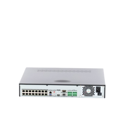 NVR 12 Megapixel (4K) / 32 canales IP / 16 Puertos PoE+ / Reconocimiento Facial / AcuSense (Evita Falsas Alarmas) / 4 Bahías de Disco Duro / Switch PoE 300 mts / HDMI en 4K / Alarmas I/O