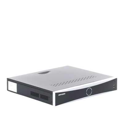 NVR 12 Megapixel (4K) / 32 canales IP / 16 Puertos PoE+ / Reconocimiento Facial / AcuSense (Evita Falsas Alarmas) / 4 Bahías de Disco Duro / Switch PoE 300 mts / HDMI en 4K / Alarmas I/O