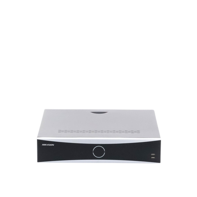 NVR 12 Megapixel (4K) / 32 Canales IP / Reconocimiento Facial / AcuSense (Evita Falsas Alarmas) / 8 Bahías de Disco Duro /  2 HDMI en 4K / Alarmas I/O