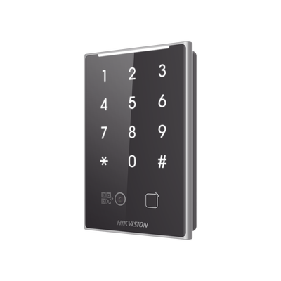 Lector de Tarjetas PROX EM y de Códigos QR / Teclado para Contraseña / Compatible con Controladores DSK2600 Series Hikvision / Comunicación RS485 y WIEGAND