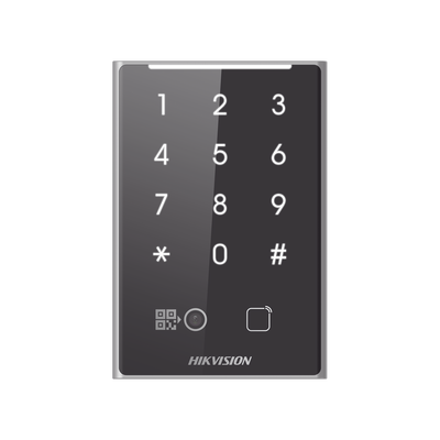 Lector de Tarjetas PROX EM y de Códigos QR / Teclado para Contraseña / Compatible con Controladores DSK2600 Series Hikvision / Comunicación RS485 y WIEGAND