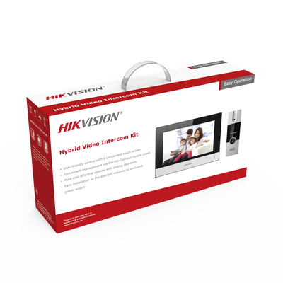 Kit de Videoportero Analógico de Plastico / IP a 4 Hilos con Función de Llamada a App Hik-Connect / Monitor se Conecta a Internet por Cable o WiFi y por 4 Hilos al Frente de Calle / Expandible a Mas Equipos