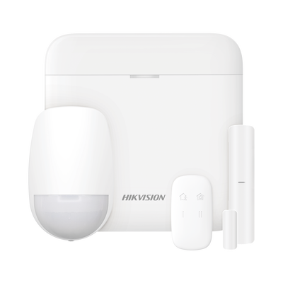 (AX PRO) KIT de Alarma AX PRO con GSM (3G/4G) / Incluye: 1 Hub con bateria de respaldo / 1 Sensor PIR / 1 Contacto Magnético / 1 Control Remoto / Wi-Fi / Compatible con Hik-Connect P2P