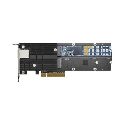 Tarjeta adaptadora combinada SSD M.2 y 10 GbE para acelerar el rendimiento