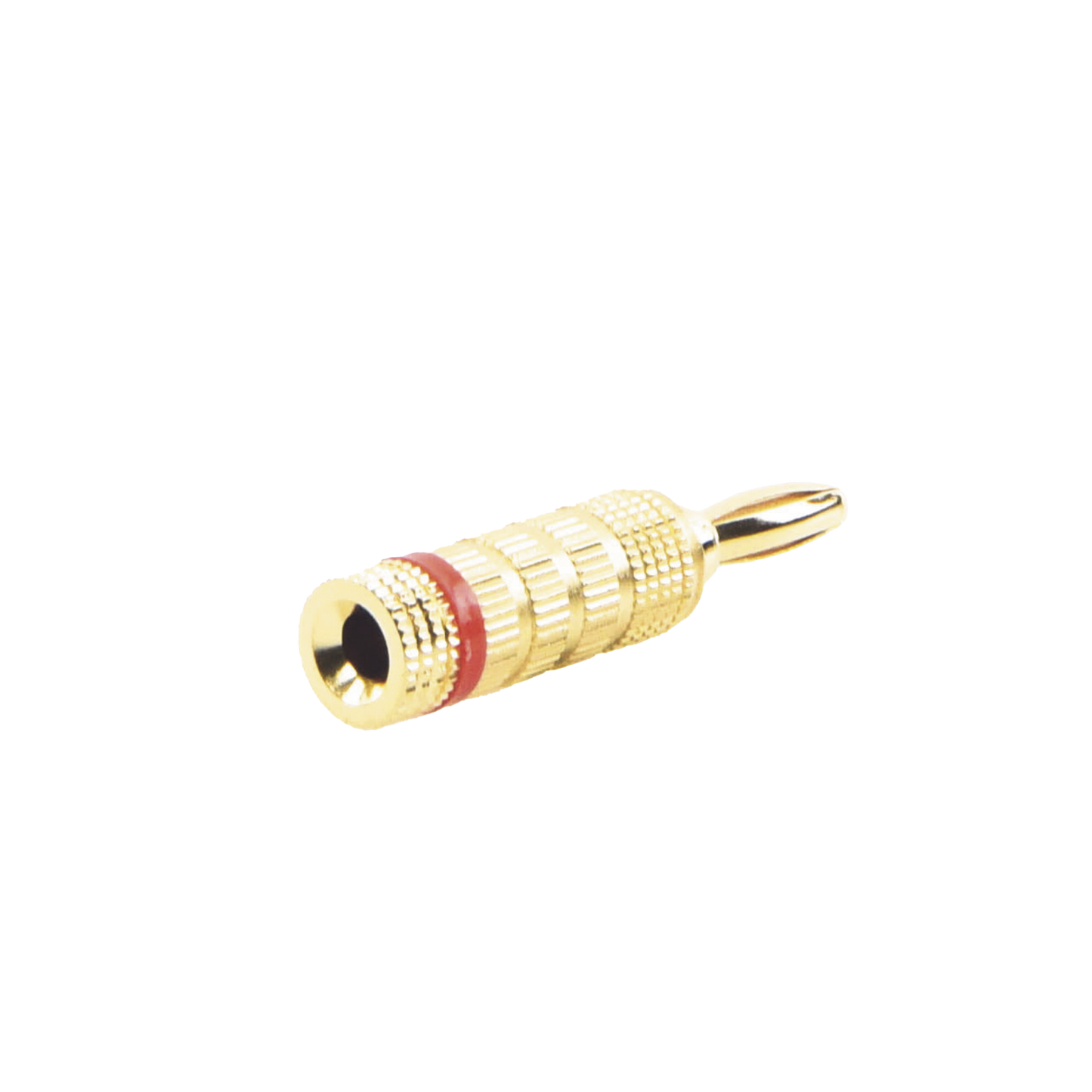 Conector Banana Tipo Tornillo para Bocinas | Instalaciones Profesionales de Audio | Chapado en Oro | Color Rojo (1 Pieza)
