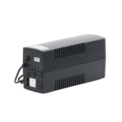 UPS de 600VA/360W / Topología Línea Interactiva / Entrada y Salida 120 Vca / Clavija NEMA 5-15P / 4 Tomas NEMA 5-15R/ Sin Protector RJ11 ni RJ45