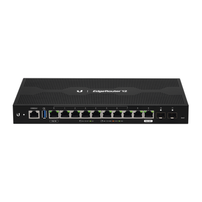 EdgeRouter 12, con 10 puertos 10/100/1000 Mbps + 2 puertos SFP, con funciones avanzadas de ruteo