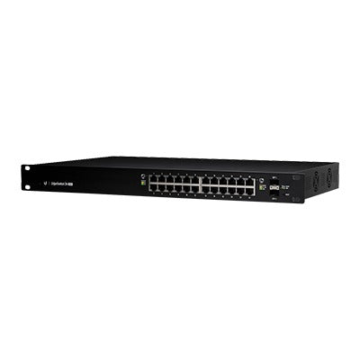 Switch EdgeMAX administrable de 24 puertos Gigabit con PoE+/PoE Pasivo 24V + 2 Puertos SFP, 250 W