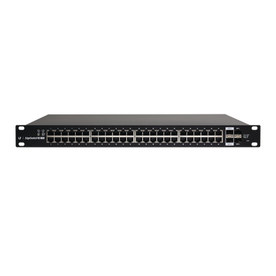 Switch EdgeMAX Administrable de 48 Puertos Gigabit con PoE+/PoE Pasivo 24V + 2 Puertos SFP + 2 Puertos SFP+, 750 W