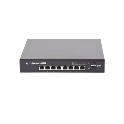 Switch EdgeMAX Administrable de 8 Puertos Gigabit con PoE+/PoE Pasivo 24V + 2 Puertos SFP, 150 W