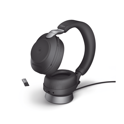 Jabra Evolve2 85, Auricular stereo versión MS con cancelación de ruido activa, dongle USB-A indicador de ocupado (Busylight)(28599-999-999)