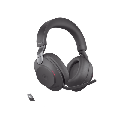 Jabra Evolve2 85, Auricular stereo versión MS con cancelación de ruido activa, dongle USB-A indicador de ocupado (Busylight)(28599-999-999)