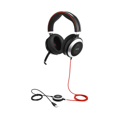 Jabra Evolve 80 con conexión USB / 3.5mm, cancelación activa/pasiva de ruido con indicador de ocupado (7899-823-109)