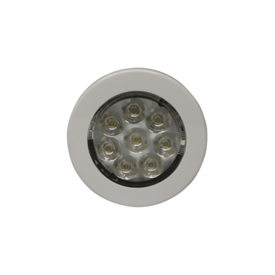 Mini luz de cortesía de 8 LEDs circular con bisel blanco 2.8"