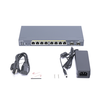 Switch PoE Administrable de 8 puertos Gigabit 802.3 af de 61.6 W y Controlador para 50 Puntos de Acceso Serie Neutron/EnTurbo.