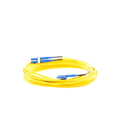 Jumper de Fibra Optica Monomodo 9/125 OS2, LC-LC Duplex, OFNR (Riser), Color Amarillo, 10 Metros