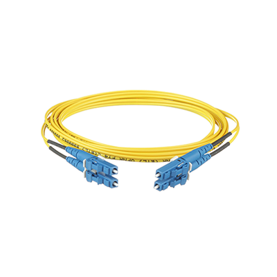 Jumper de Fibra Optica Monomodo 9/125 OS2, LC-LC Duplex, OFNR (Riser), Color Amarillo, 13 Metros