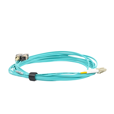 Jumper de Fibra Óptica Multimodo 50/125 XGLO OM3, LC-SC Duplex, OFNR, Color Aqua, 5 Metros