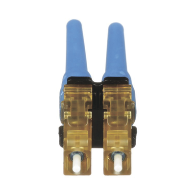 Conector de Fibra Óptica LC Duplex OptiCam, Monomodo 9/125 OS2, Pre-pulido, Color Azul