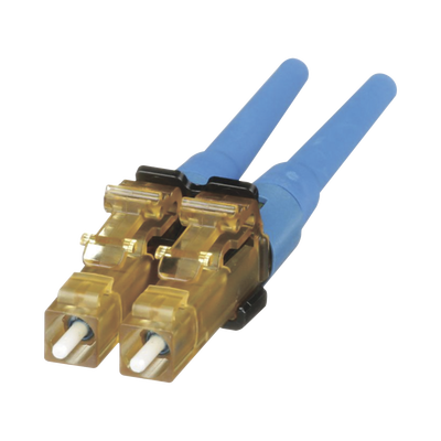 Conector de Fibra Óptica LC Duplex OptiCam, Monomodo 9/125 OS2, Pre-pulido, Color Azul