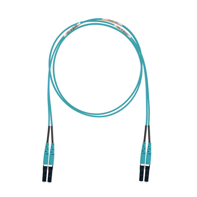 Jumper de Fibra Optica Multimodo 50/125 OM3, LC-LC Duplex, LSZH (Cero Halógenos), Color Aqua, 5 Metros