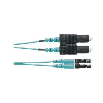 Jumper de Fibra Optica Multimodo 50/125 OM3, LC-SC Duplex, OFNR (Riser), Color Aqua, 1 Metro