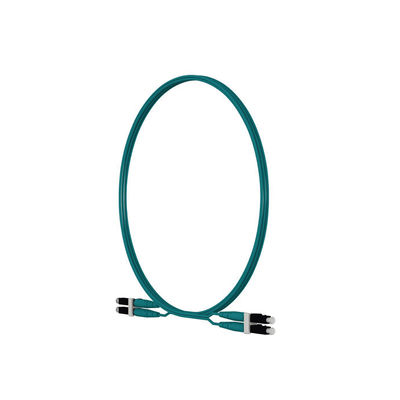 Jumper de Fibra Optica Multimodo 50/125 OM4, LC-LC Duplex, LSZH, Color Aqua, 2 Metros