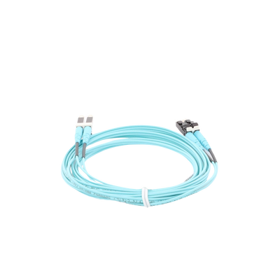 Jumper de Fibra Optica Multimodo 50/125 OM4, LC-LC Duplex, OFNR (Riser), Color Aqua, 3 Metros