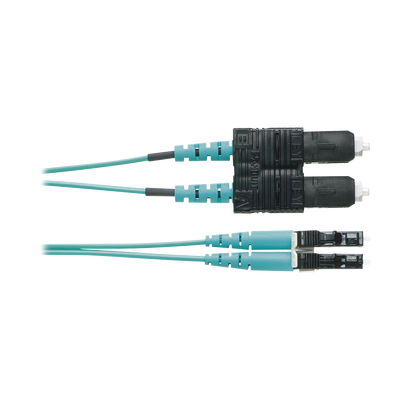 Jumper de Fibra Optica Multimodo 50/125 OM4, LC-SC Duplex, OFNR (Riser), Color Aqua, 1 Metro