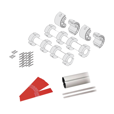 Kit de mástil para barreras GARD8 / Incluye 2 secciones tubulares de 4m / Incluye tiras reflejantes / Incluye unión central