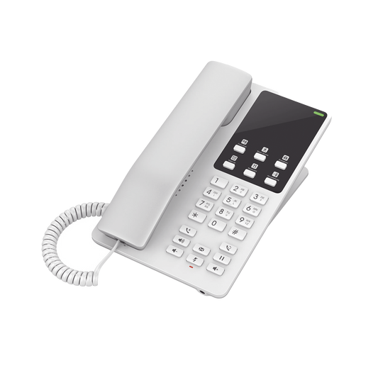 Teléfono IP Hotelero Wi-Fi, 2 líneas SIP con 2 cuentas, codec Opus, IPV4/IPV6, color blanco, con gestión en la nube GDMS