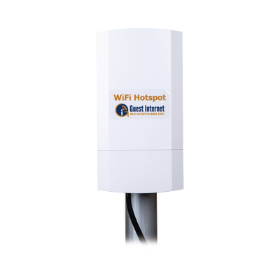 Hotspot inalámbrico 2.4 GHz para exterior, antenas sectorial 8 dBi, Throughput 75 Mbps, ideal para la venta de códigos de acceso a Internet