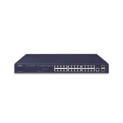 Switch Administrable Capa 2 de 24 Puertos Gigabit 10/100/1000T, 2 Puertos SFP 100/1000X , Cuenta con una Interfaz de Consola