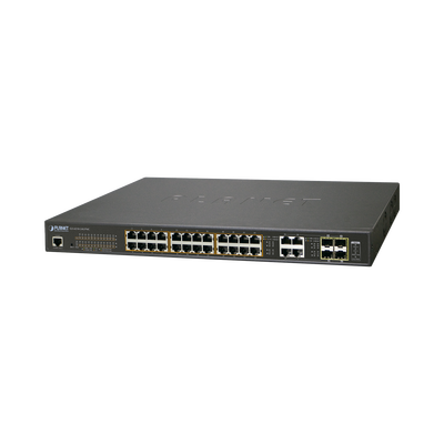 Switch Administrable L2, 24 puertos 10/100/1000T c/Ultra PoE + 4 puertos combo Gigabit TP/SFP, (600W)