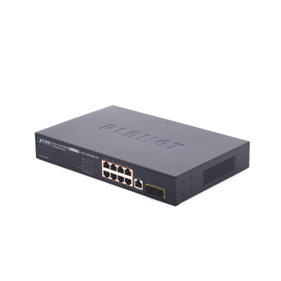 Switch Administrable Capa 2 de 8 Puertos PoE 802.3af/at Gigabit 140 W Max, 2 Puertos SFP, Modo Extendido Hasta 250 m.