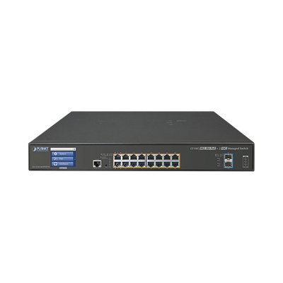 Switch Administrable Capa 3, 16 Puertos Gigabit con PoE 802.3bt, 2 Puertos 10 G SFP+, Pantalla Táctil (400 W)