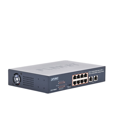 Switch no administrable PoE de 8 puertos 10/100/1000 Mbps con PoE 802.3af/at