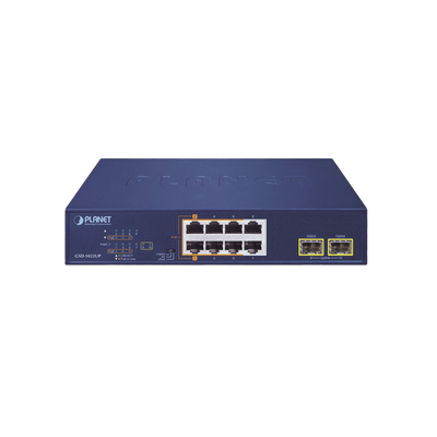 Switch PoE No Administrable de Escritorio, 2 Puertos Gigabit 802.3bt, 4 Puertos Gigabit 802.3at, 2 Puertos 10/100/1000, 2 Puertos SFP Gigabit.