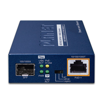 Convertidor de Medios 100/1000BASE-X SFP a 10/100/1000BASE-T 802.3bt PoE++ (60 Watts)