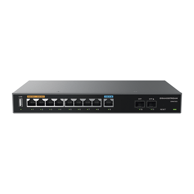 Router Gigabit VPN / Balanceador de cargas / 60,000 sesiones NAT /  9 puertos 10/100/1000 Mbps + 2 puertos SFP (WAN/LAN) / 1 puerto entrada PoE(af/at) / 2 puertos salida PoE (af/at) / Compatible con GWN Cloud.