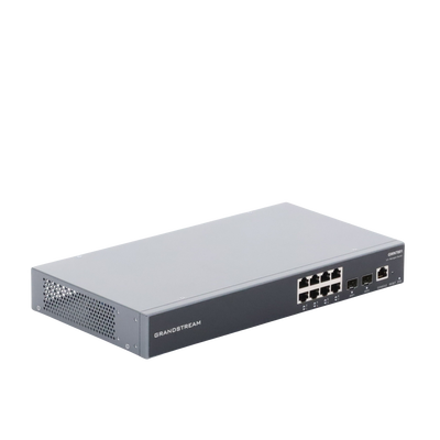 Switch Gigabit Administrable / 8 puertos 10/100/1000 Mbps + 2 Puertos SFP Uplink / Compatible con GWN Cloud.