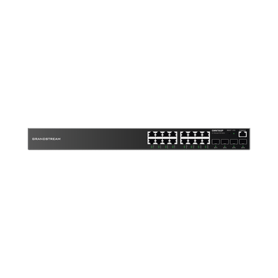 Switch Gigabit PoE+ Administrable / 16 puertos 10/100/1000 Mbps + 4 Puertos SFP Uplink / Hasta 240W / Compatible con GWN Cloud.